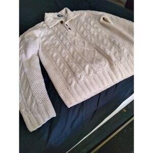 L.O.G.G Mens Sweater Medium Cream Cable Knit Fisherman Wool Classic Preppy XL